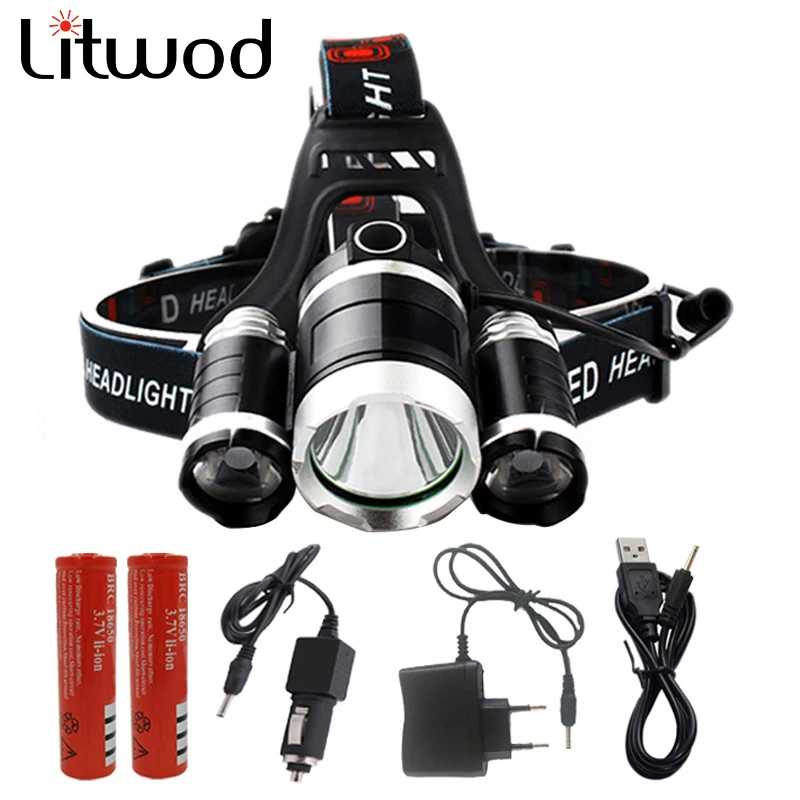 800,000LM LED Headlight Headlamp USB Rechargeable Used 18650 Battery Head Flashlight Lamp Light Head Frontal Torch for Camping