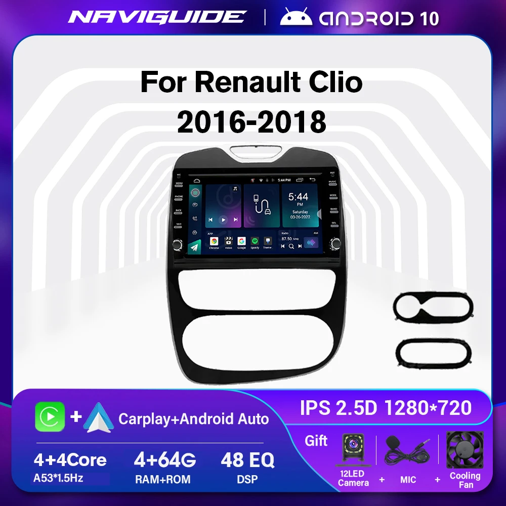 

2 Din Android 10 Автомобильный мультимедийный автомобильный радиоприемник для Renault Clio MT AT 2016-2018, мультимедийный стереопроигрыватель с Bluetooth, голов...