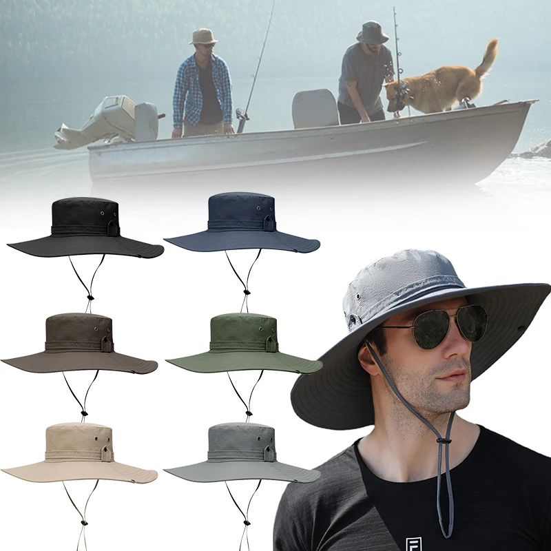 

Панама мужская с защитой от ультрафиолета, модная летняя ковбойская шляпа с широкими полями, для рыбалки, походов, пляжа, из дышащей сетки