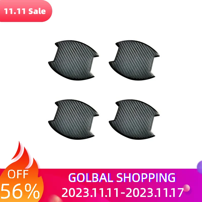 

4pcs 3D Universal Film TPU Auto Paint Car Sticker Easy Install Door Cup Scratch Protector Carbon Fiber Like Accessories Guard