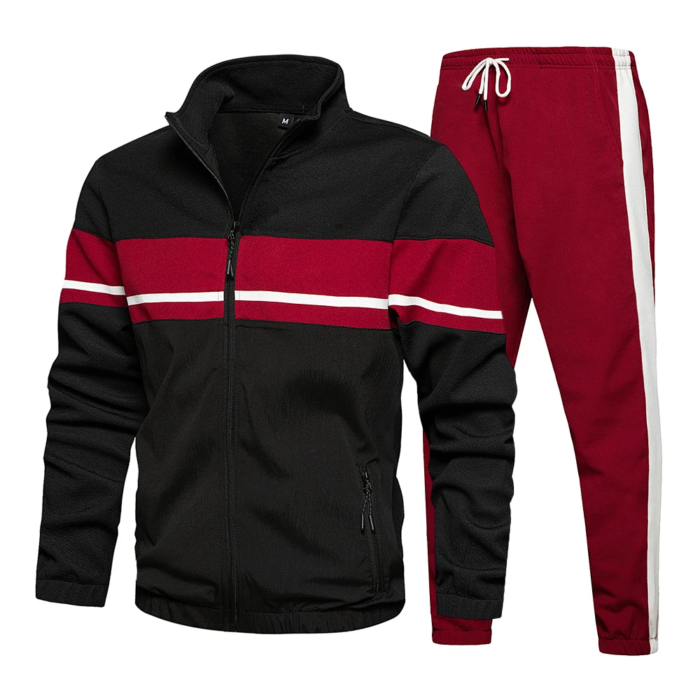 

LICHENGRUI Two Piece Set Men 2023 Autumn Patchwork Streetwear Hoodie Sweatpants Male Sweatsuit Sportswear Suits Husband