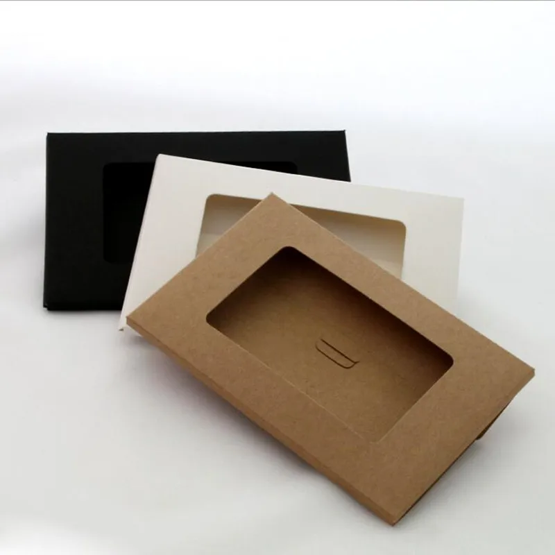 

50Pcs wholesale Hollow Design Kraft Paper Envelope Greeting Postcard Boxes Photo Post Card Package Bag Black White Brown