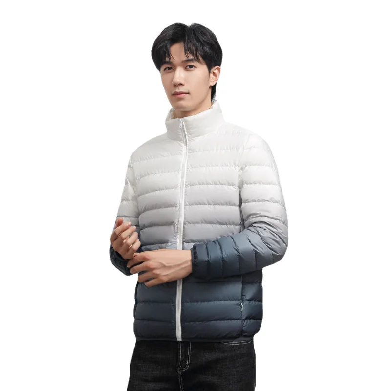 

Мужской пуховик с воротником-стойкой, теплый пуховик на белом утином пуху, Осень-зима 90%