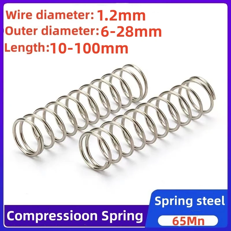 

Cylindrical Helical Coil Compressed Backspring Shock Absorbing Pressure Return Compression Spring 65Mn Steel Wire Diameter 1.2mm