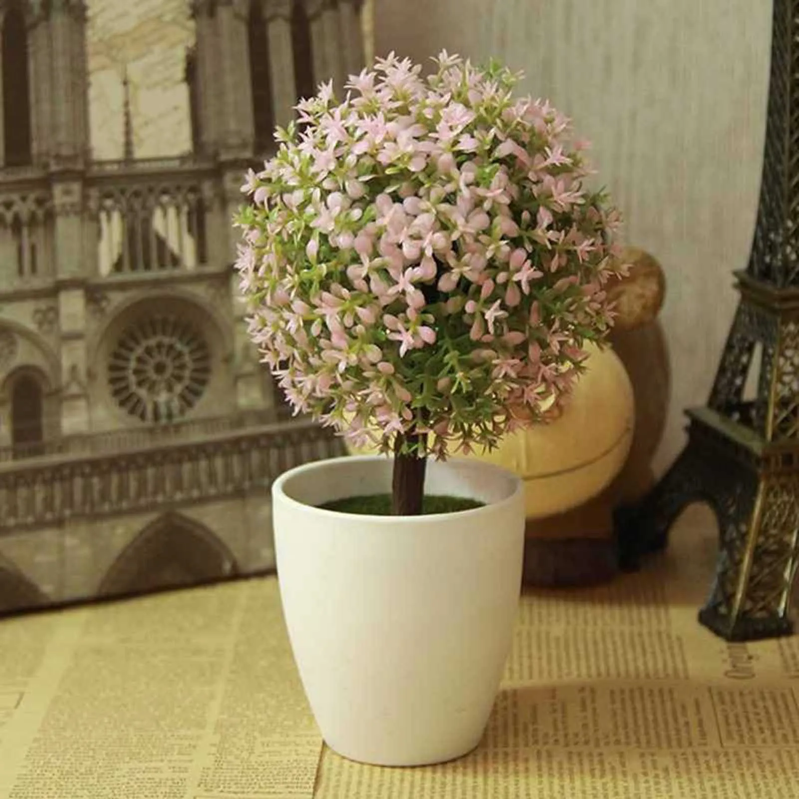 

New Artificial Plastic Potted Plants 5 Colors Easy to Care Artificial Potted Plants for Home Office Cafe Decor