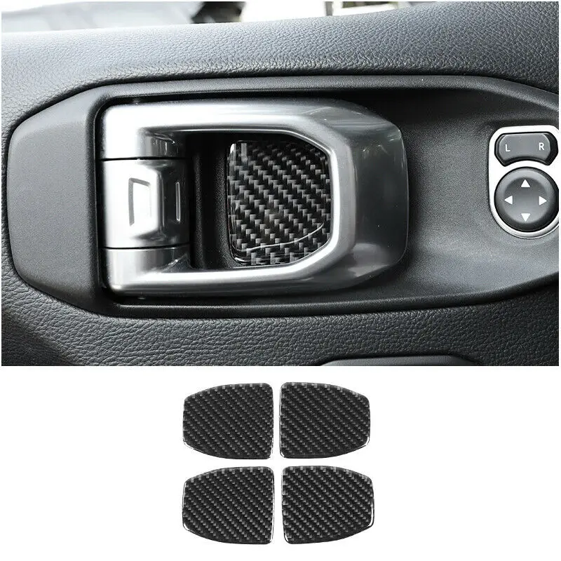

Fit For Jeep Wrangler JL 2018-2020 Real Carbon Fiber Inner Door Bowl Cover Trim
