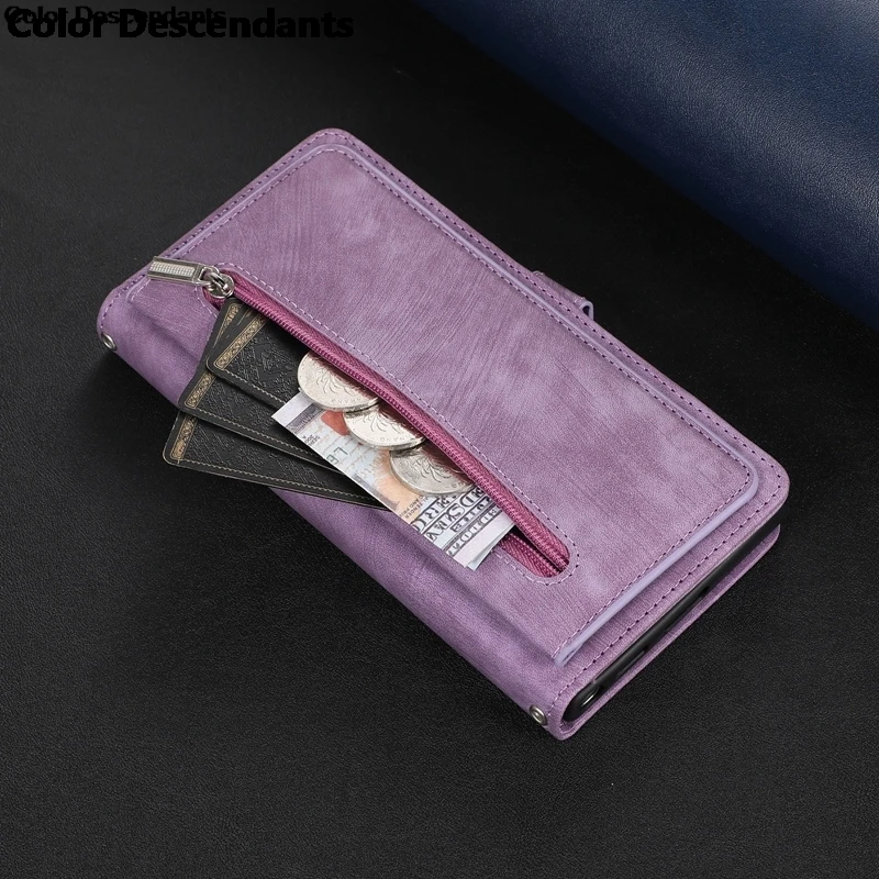 Чехол-кошелек на молнии с отделениями для карт iPhone 15 14 13 12 11 8 7 XR Xs Max чехол телефона