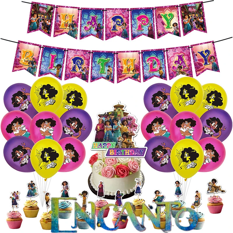 

Disney Encanto Mirabel Movie Pixar Birthday Party Decorations Madrigals Balloon Banner Cake Supplies Toy Gift For Children