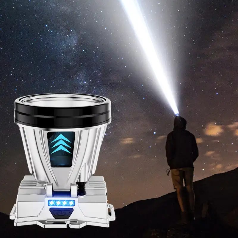 Суперъяркий перезаряжаемый налобный фонарь высокой мощности, водонепроницаемый фонарь, внешний аккумулятор для мобильного телефона, фонарик для кемпинга и рыбы