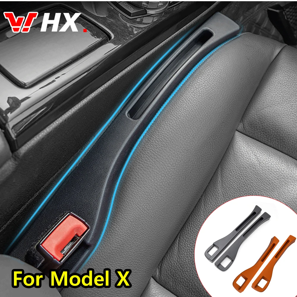 

Leather 2pcs Car Styling Seat Gap Plug Filler Leak-proof Pads Strip Decor Accessories For Tesla Model X Model 3 Model S Model Y