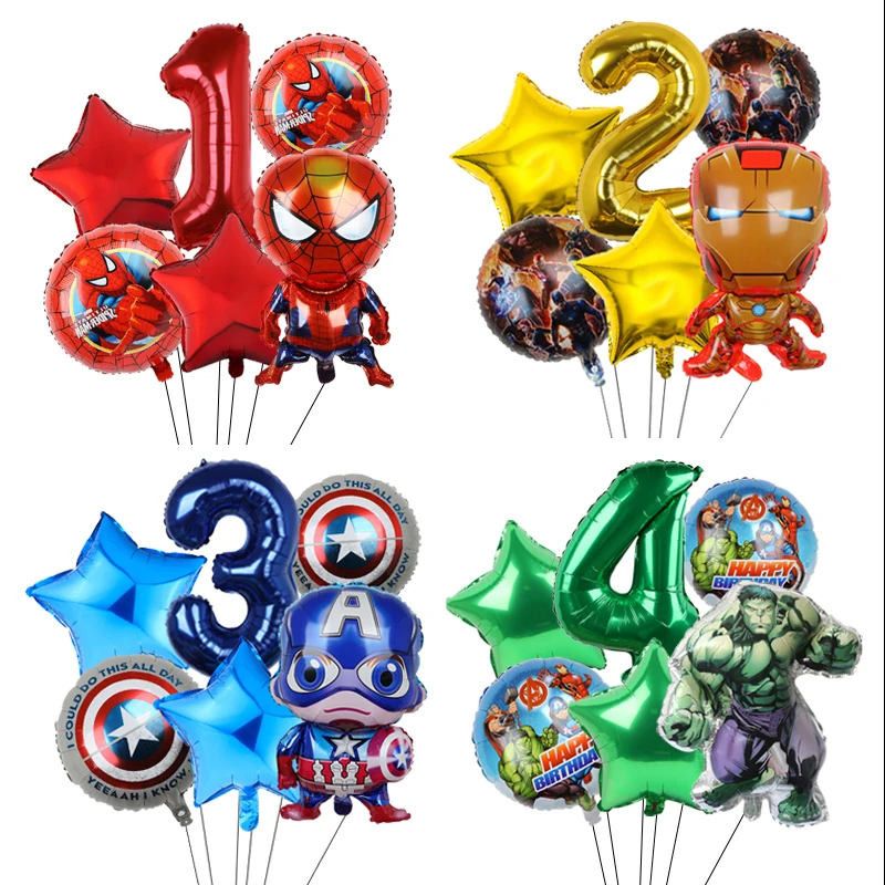 

1set Marvel Spiderman Hulk Hero Balloon Baby Shower Decoration Birthday Party Decors Avengers Theme Kids Toys Gift Air Globos