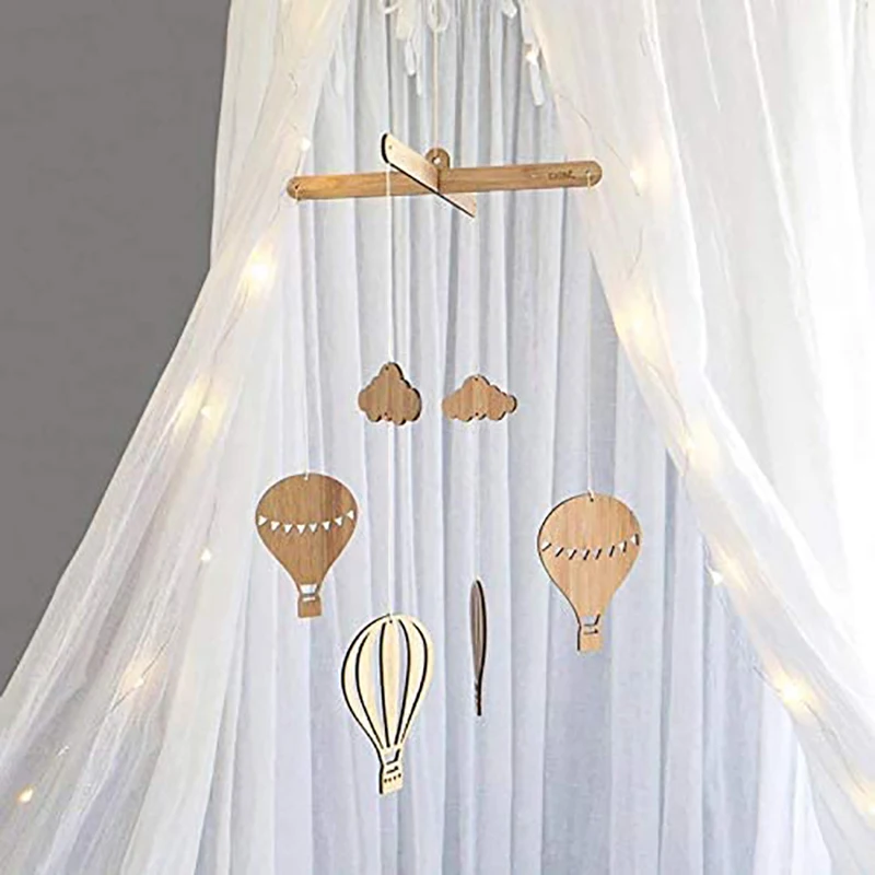 

Wooden Hot Air Balloon Wind Chime Hanging Wall Ornaments Baby Bed Bell INS Nordic Style Kids Room Decoration Bells Decor
