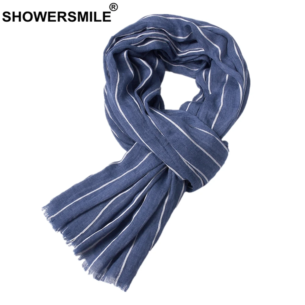 SHOWERSMILE Striped Men Scarf Fashion Warm Male Winter Blue Red Black Accessories 190cm*100cm |