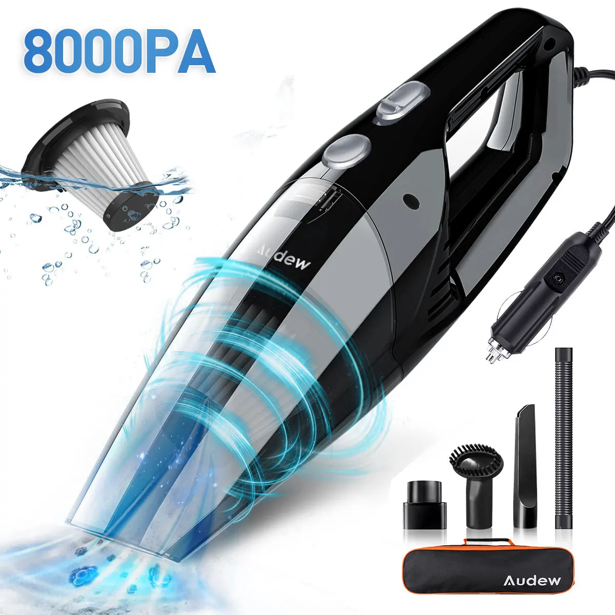 

Audew 8000PA 150W Wireless Portable Handheld Car Vacuum Cleaner Mini Auto Vacuum for Home Car Pet Hair Powerful Vacuum Cleaner