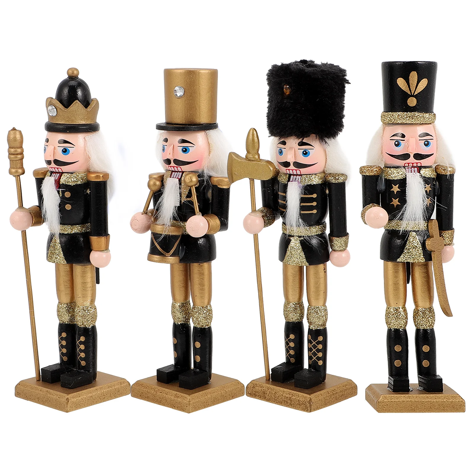 

4 Pcs Nutcracker Vintage Christmas Decorations Wood Ornaments Soldier Accessories Xmas Wooden Festival Nutcrackers