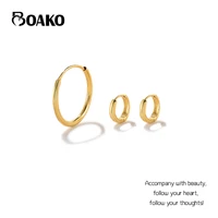 boako 2022 s925 silver minimalist piercing big hoop earrings set for women jewelry bling 18k gold color earring boucle brincos