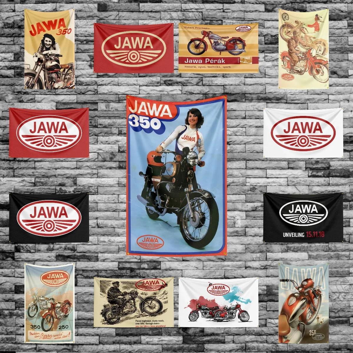 Гоночный флаг JAWAs 3x5 футов полиэстер печатные мотоциклетные флаги баннер гобелен