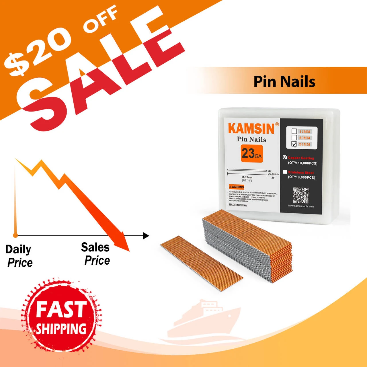 P625 P625SS Цвяхи без головки калибр 23 длина ножки 1 дюйм (25 мм) крепежные детали для