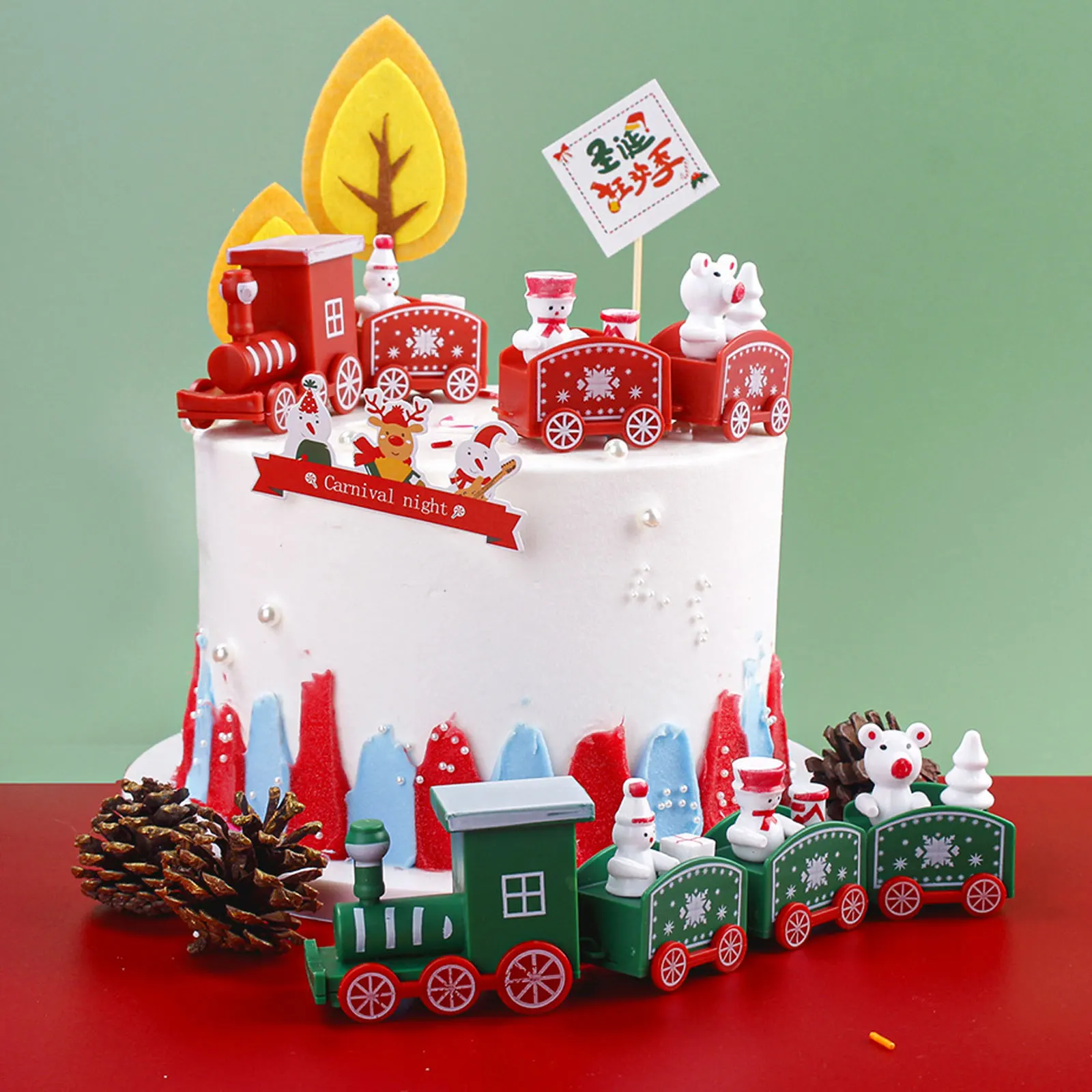 

2022 Christmas Train Snowman Ornaments Baking Decoration Merry Christmas New Year Decor For Home Xmas Cake Decorating Supplies