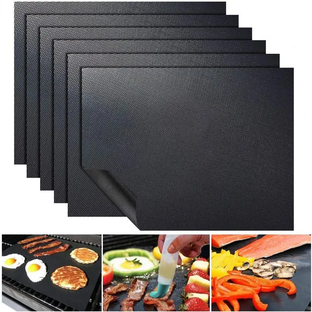 8pcs Non-stick BBQ Grill Mat 40*33cm Baking Mat BBQ Tools Cooking Grilling Sheet Heat Resistance Easily Cleaned Kitchen Tools