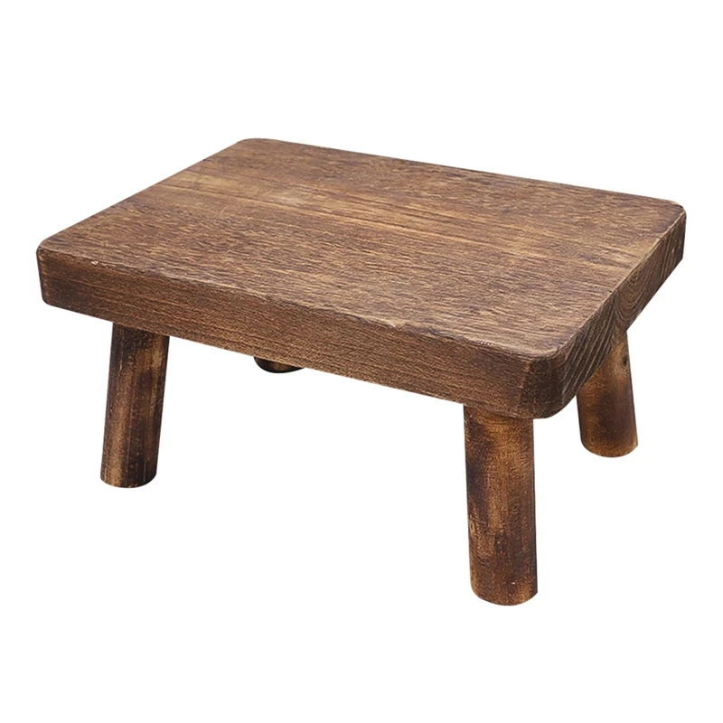 High Beds Wooden Step Stool Solid Wood Small Stool Kitchen Living Room Closet Durable Sturdy Rustic And Retro Design