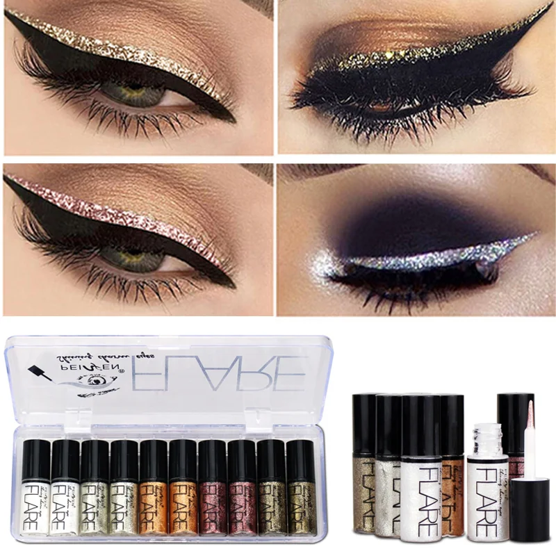 

Diamond Shiny Eye Liners Cosmetics Waterproof Silver Rose Gold Color Glitter Sequins Eyeliner Makeup Beauty Eye Shadow