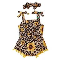 newborn baby girls leopard sleeveless romper jumpsuit clothes outfits sun suit jumpsuit headband sling clothes 2pcs summer cloth