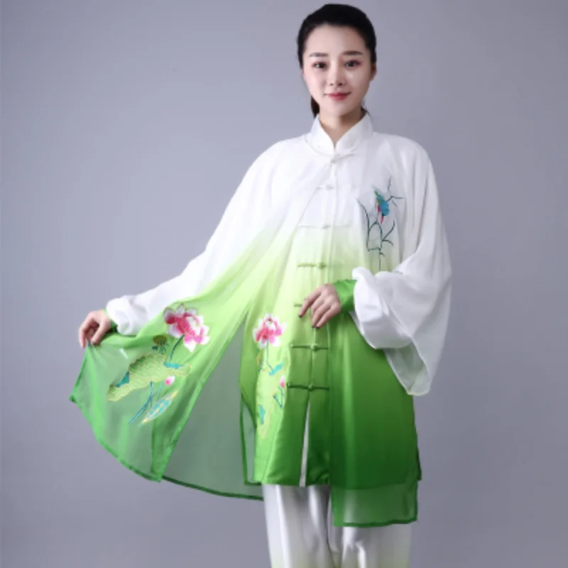 

Fashion Tai Chi Uniform Women Men Martial Arts Uniform Chinese Traditional Folk Long Sleeve Kung Fu Suit Morning Sportswear