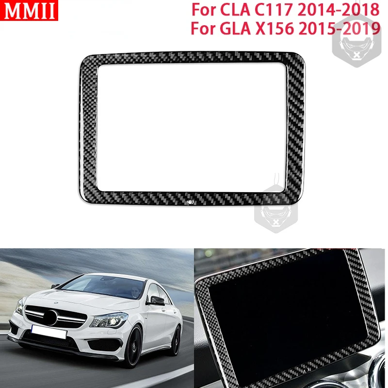 

MMII Real Carbon Fiber Accessories Car Navigation Panel Decor Frame Cover Sticker for Mercedes Benz CLA C117 GLA X156 2014-2019