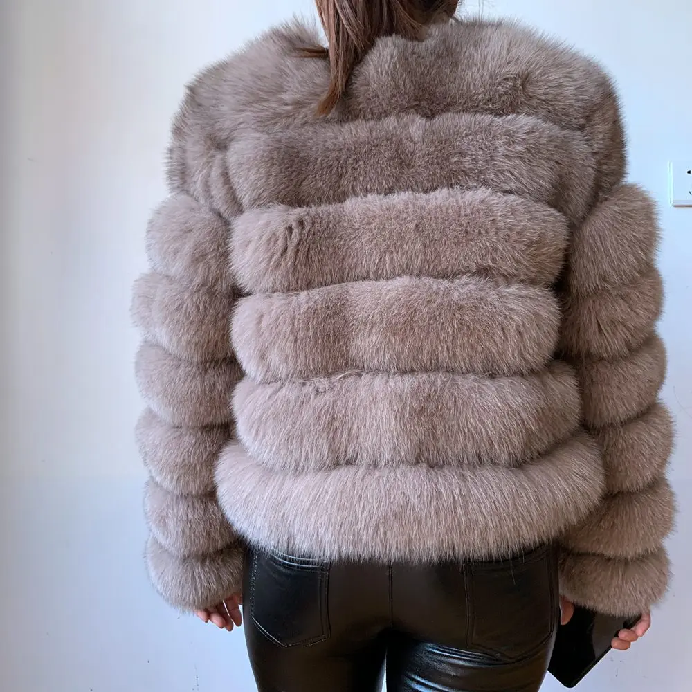 Пальто женское из натурального меха теплая Толстая Шуба Меха чернобурки с