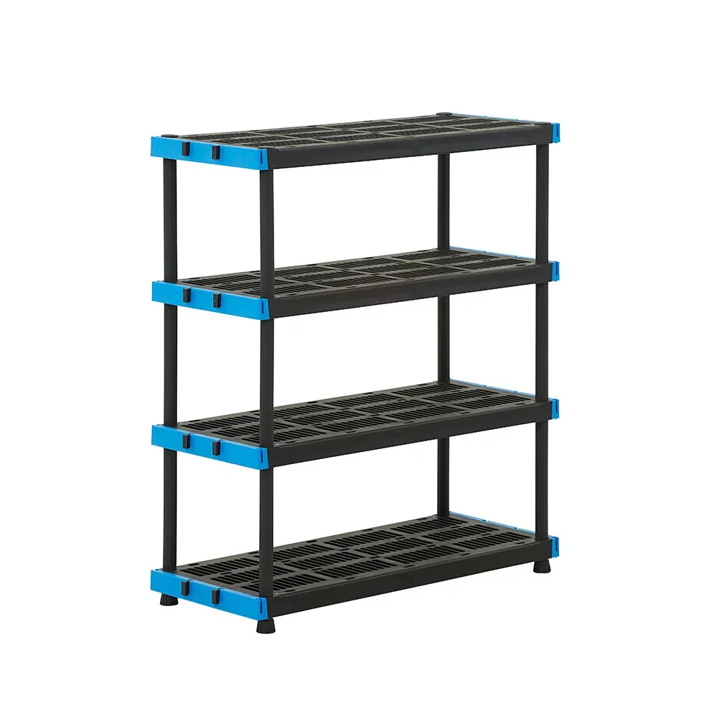 

HART 4 Tier 20" x 48" Interlocking Plastic Storage Shelving Unit, Black