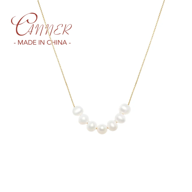 

CANNER 925 Sterling Silver Imitation Pearls Pendant Necklace For Girls Multilayer Clavicle Chain Necklaces Summer Beach Jewerly