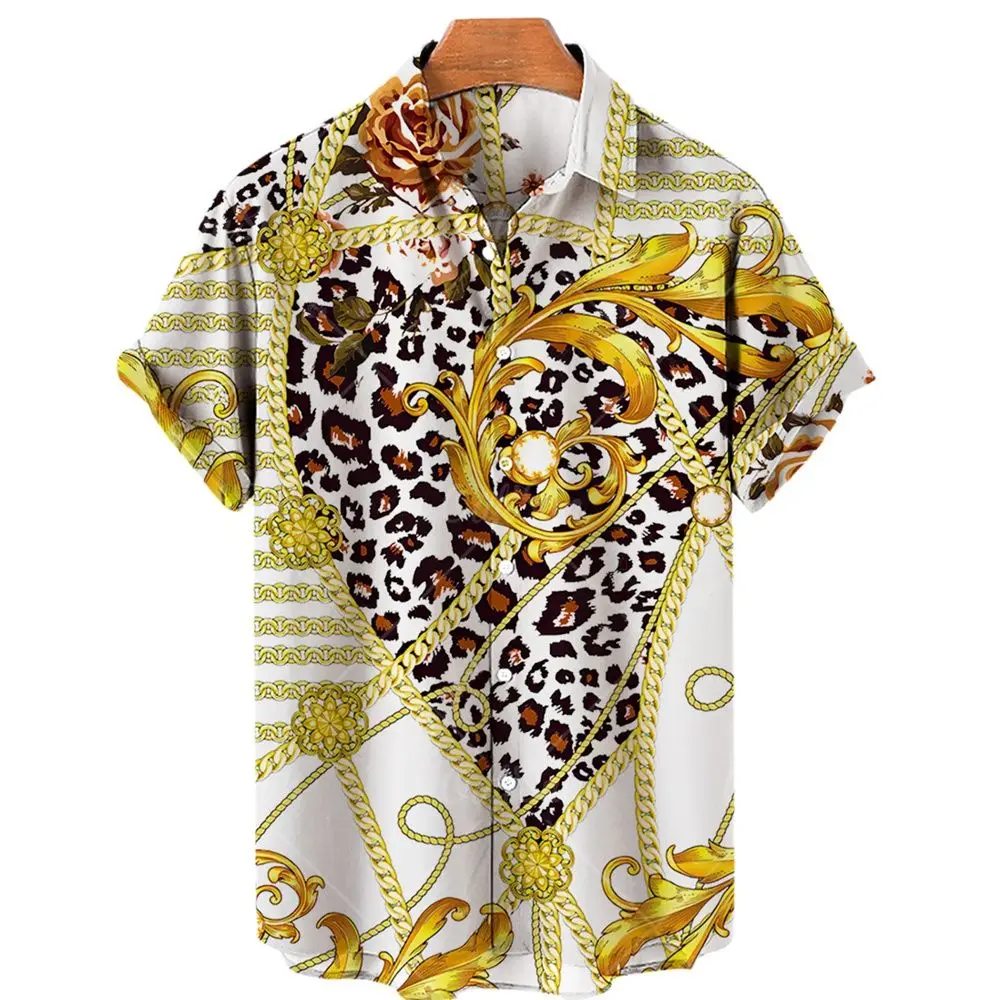 

Men's shirt new 3d print chain pattern short sleeve Hawaiian shirt loose harajuku shirt hip hop unisex casual fashion top 5XL