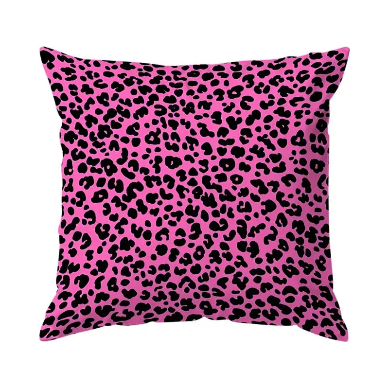 Полиэстер велюр наволочка розового цвета с леопардовым принтом
