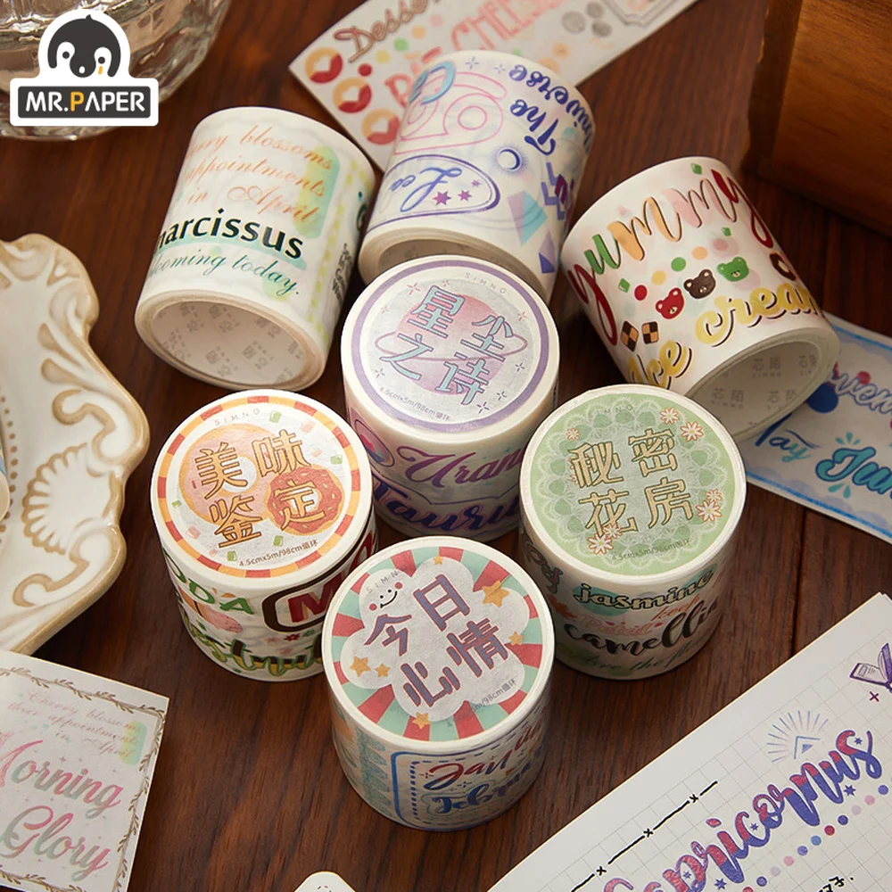 

Mr.paper 4 Style Creative Washi Tape English Hand Account Decoration Collage Scrapbook Material DIY Masking Tape