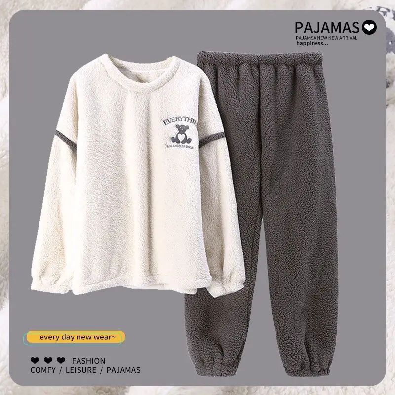 

Повседневный модный трендовый костюм с принтом из диких мультфильмов, осень и зима, новая милая Пижама, бархатная Толстая Пижама