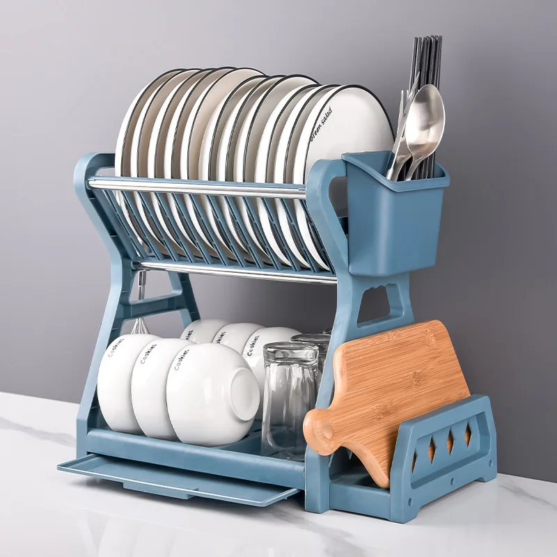 Kitchen Organizer Double Layer Multi Purpose Sink Rack Cutting Board Stand Kitchen Accessories