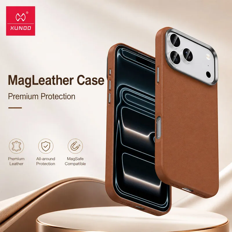 Фото Чехол Xundd для iPhone 17/17 Pro/17 Pro Max с кожаной текстурой, магнитной зарядкой, совместимый с MagSafe, ударопрочный, защита от падений №2