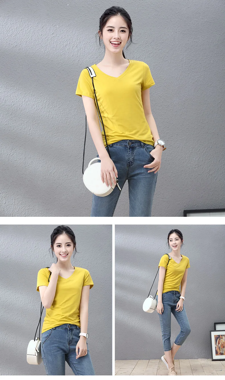 

Cotton Summer Fashion T Shirt Women Female Casual Short Sleeve T-shirt Women Broadcloth Short 2021
