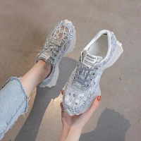 ladies rhinestone sneakers versatile diamond summer platform shoes fashionable breathable mesh sports women shoes 2022 new