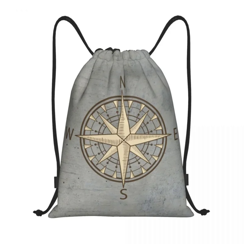 

Custom Gray Compass Drawstring Bag for Training Yoga Backpacks Men Women Nautical Sailing Sailor Sports Gym Sackpack