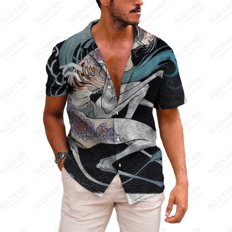 

Fashion Hawaiian Business Patterns Mens Clothes Clothes Handsome Sale All Stripped Japanese Summer Summer Color Stand