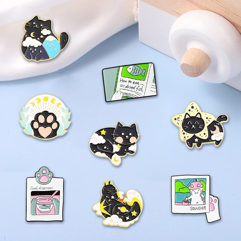 

Creative Trendy Cartoon Cute Cat Animal Oil Drop Lapel Brooch Badge Pin Denim Bag Gift Men Women Fashion Jewelry Accessories