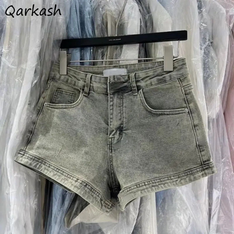 

Джинсовые шорты для женщин, винтажные приталенные Y2k, шикарные пикантные модные для девушек в американском стиле, Повседневная летняя нежная уличная одежда, простые и простые для женщин