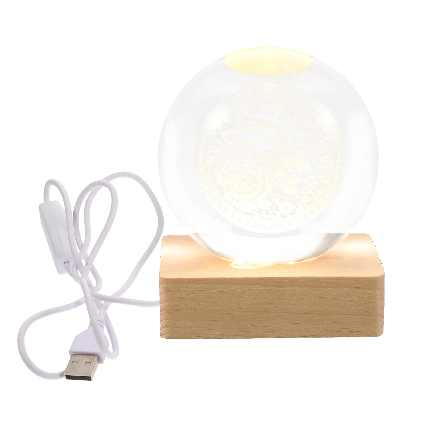 

Lamp Crystalnight Light Rabbit Decor Bedroom Bunny Tablelights Kids Animal Year Lamps Figurine 3D Paperweight Illusion Gift