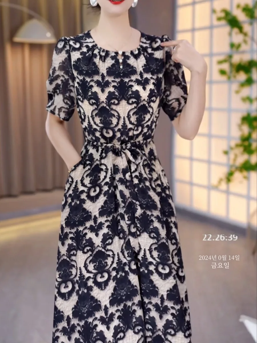 Модное женское роскошное платье с коротким рукавом Новинка лета 2024 изысканная