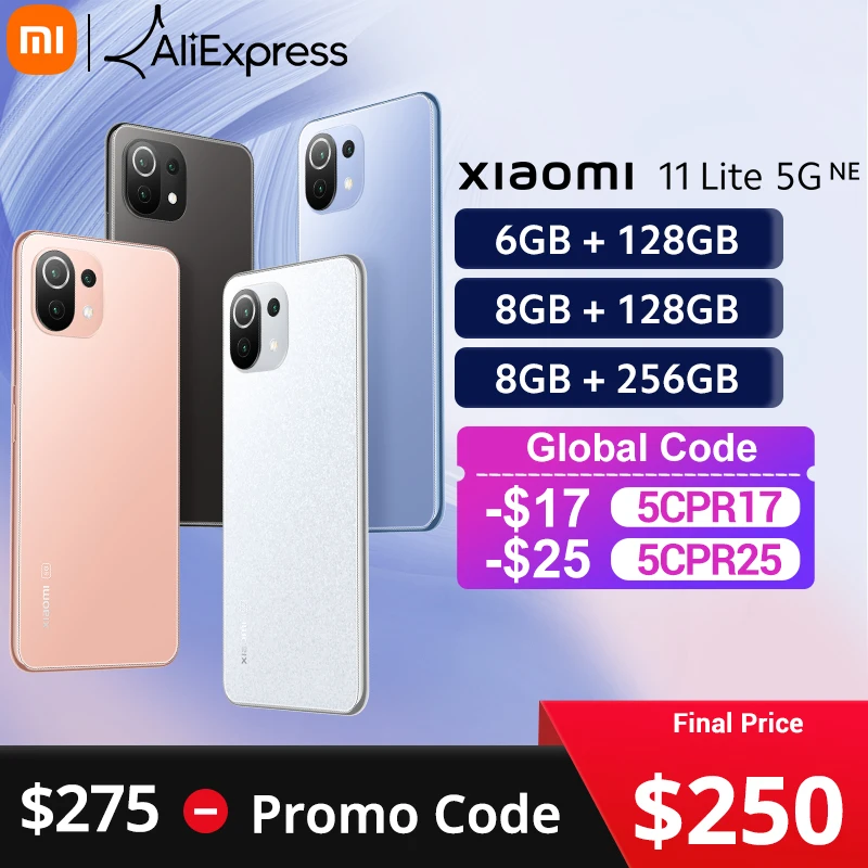 【World Premiere】Global Version Xiaomi 11 Lite 5G NE Smartphone 128/256GB ROM Snapdragon 778G Octa Core 64MP Camera 90Hz Display