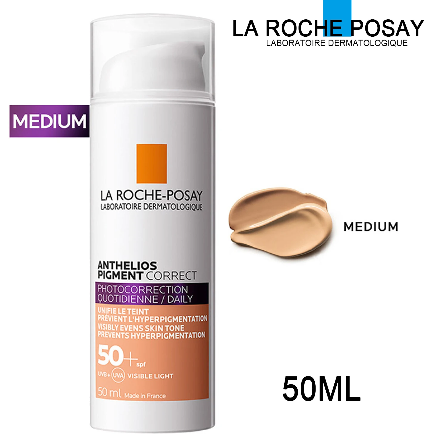 

La Roche-Posay Anthelios, коррекция пигмента, темный тонированный Ежедневный крем SPF50 +, защита, Осветление кожи, солнцезащитный крем для лица