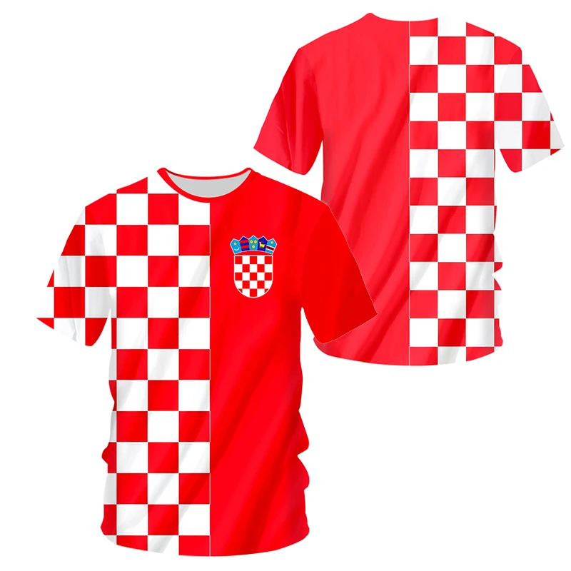 

Croatia Flag Printed Soccer T Shirt Men Croatia Emblem Fashion Design Funny T-Shirt Hrvatska Soccer Fan Tees Sports Quick Dry