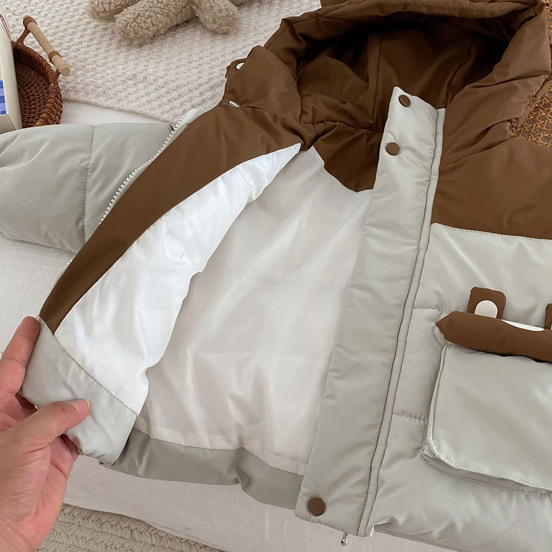 Детское теплое хлопковое пальто осенне-зимняя свободная куртка на молнии с